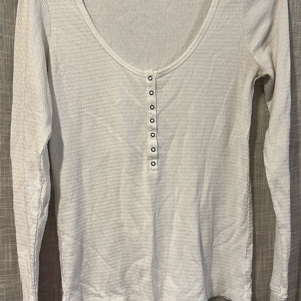 White Long Sleeve Button-Down Top